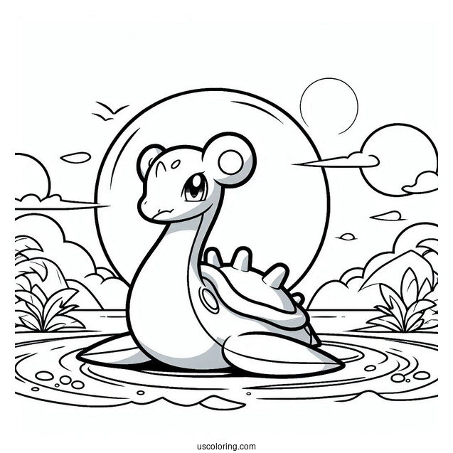 Coloring Page Of Lapras On The Beach
