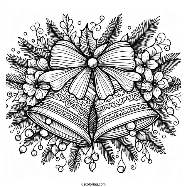 Christmas Coloring Pages For Adults Of Christmas Bells With Bow Zentangle Coloring Page For Adults