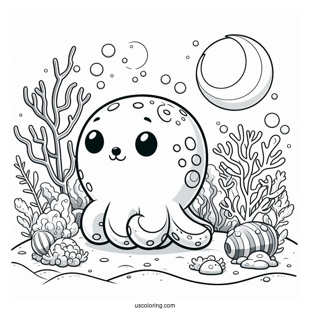 Octonauts Coloring Page Of Tunip The Vegimal In Coral Reef