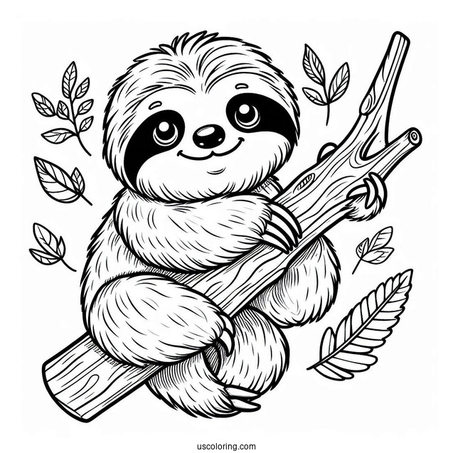 Smiling Sloth Coloring Sheet For Kids