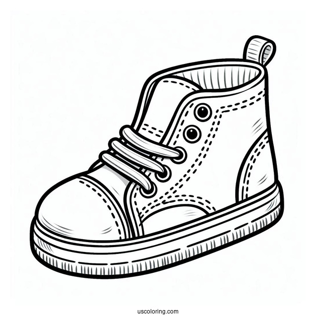 Outline Of Kid_s Rubber Shoes Coloring In