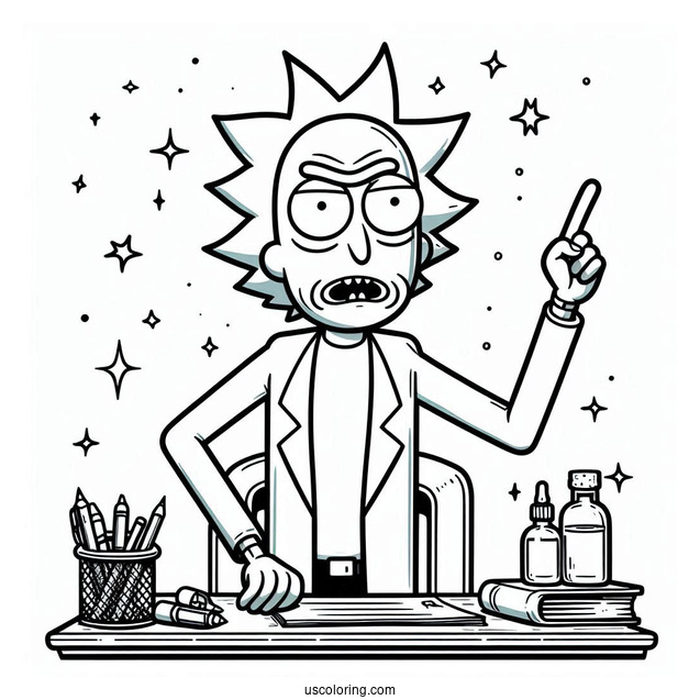 Rick Lecturing Morty Coloring Page