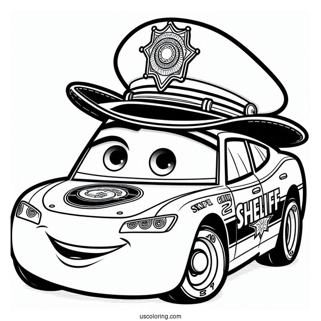 Sheriff Character From Cars Movie To Color