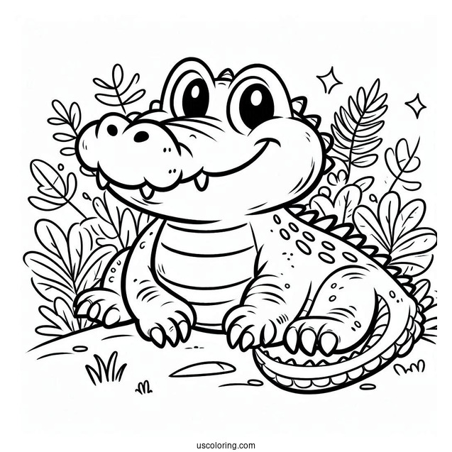 Smiling Crocodile Coloring Page