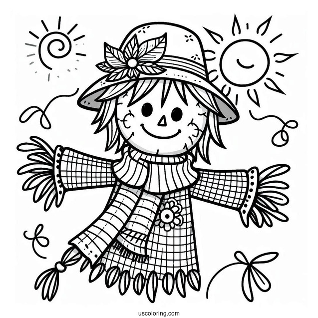 Easy Scarecrow Coloring Page Under The Sun For Preschoolers