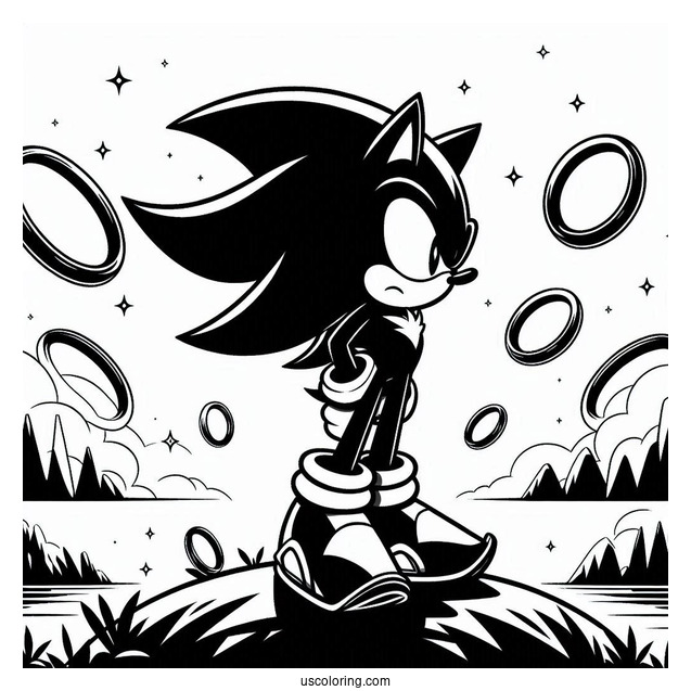 Shadow Coloring Page Standing In Front Of Rings In Angel Island