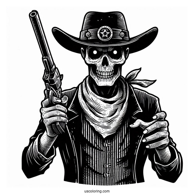 Scary Cowboy Coloring Page In The Wild West