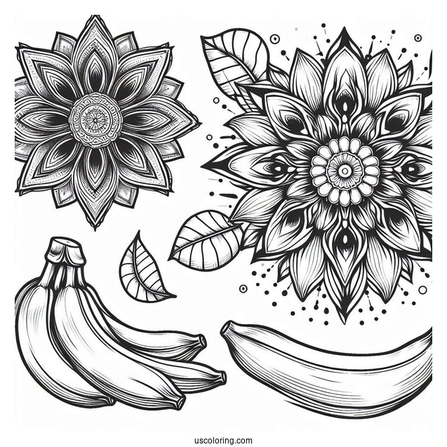 Full Page Banana Coloring Page Mandala