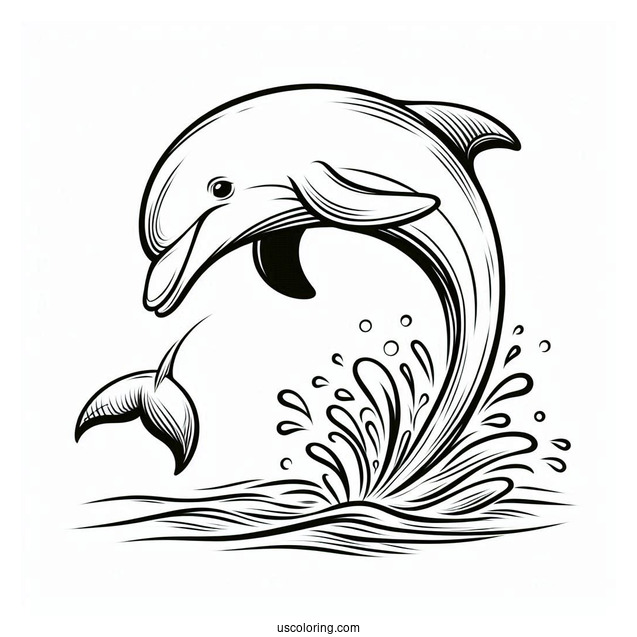 Dolphin Jumping Out Of Water To Color