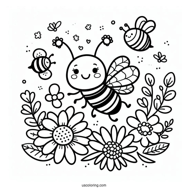 Happy Spring Coloring Page Bee Coloring Page For Preschoolers