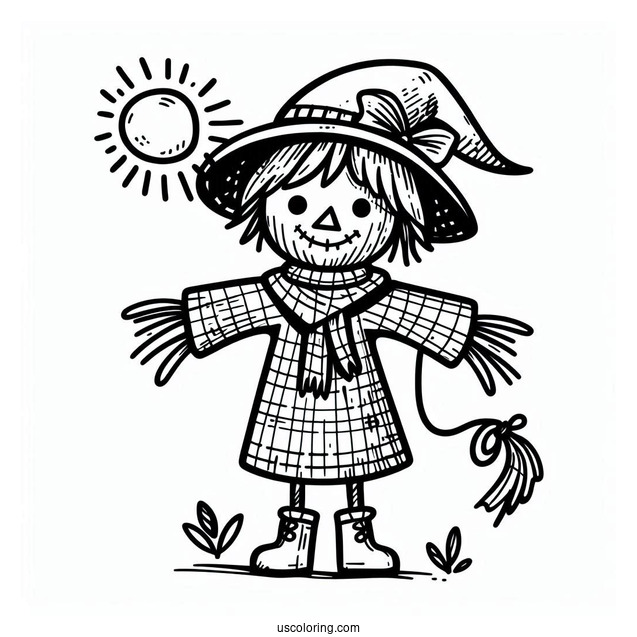 Easy Scarecrow Coloring Page Under The Sun For Preschoolers