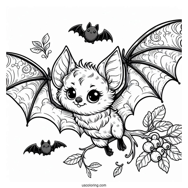 Fruit Bat Coloring Page Flying