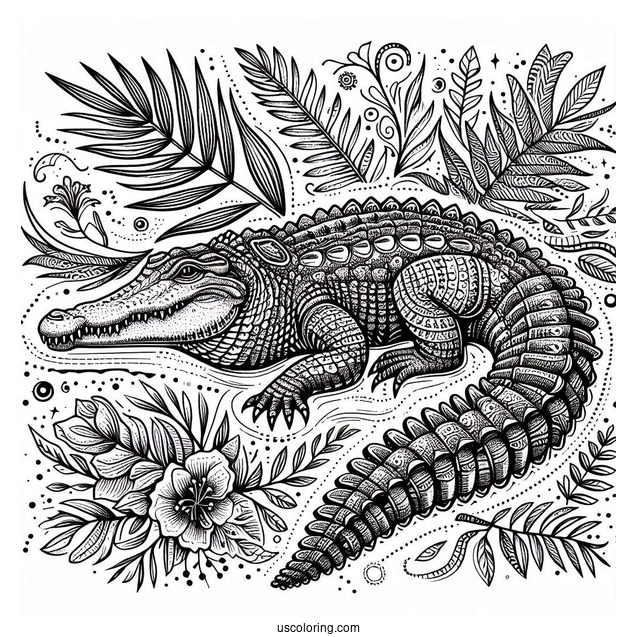 Detailed African Nile Crocodile To Color