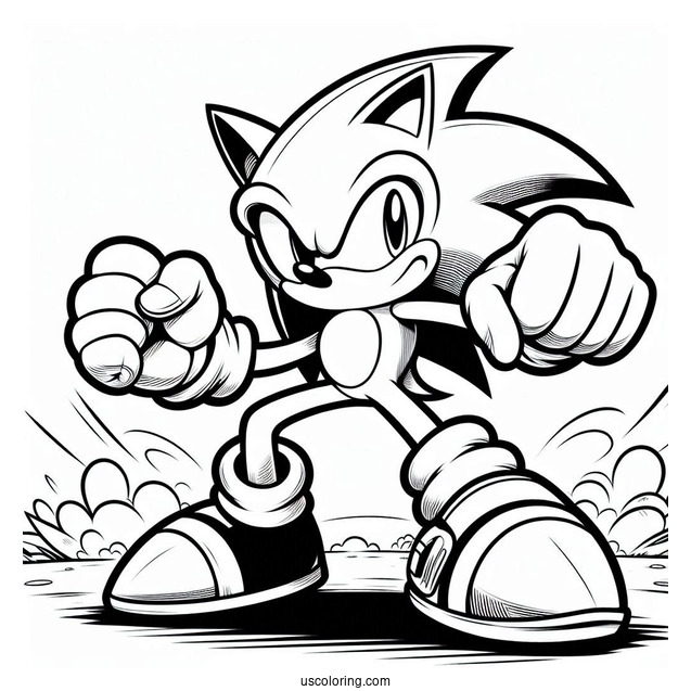 Sonic The Werehog In Fighting Stance Coloring Page