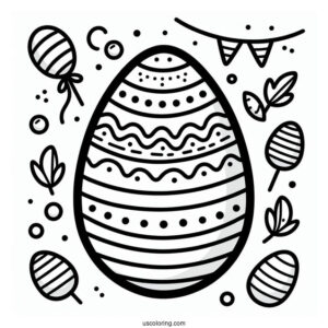 Simple Striped Easter Egg Coloring Page For Preschoolers