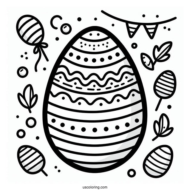 Simple Striped Easter Egg Coloring Page For Preschoolers