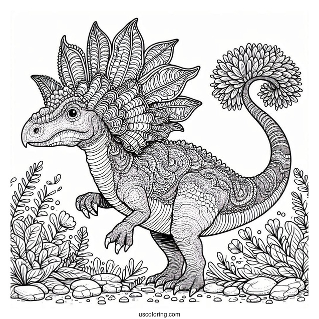 Intricate Pachycephalosaurus Coloring Page