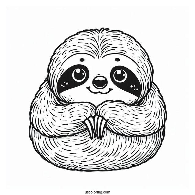 Easy Sloth Coloring Page For Kids