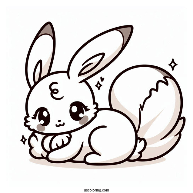 Cream The Rabbit Hugging Tails Coloring Page