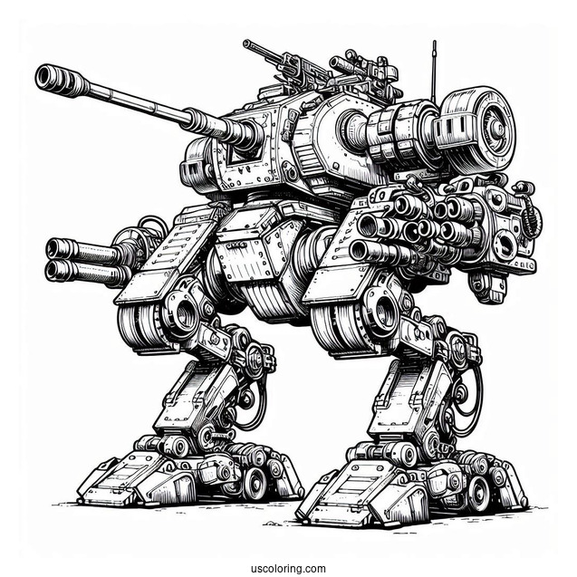 Detailed Combat Robot Coloring Page