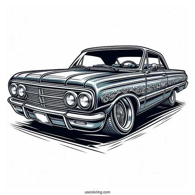 Detailed Worm s Eye View Of Lowrider Coloring Page