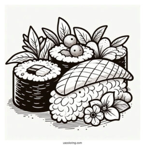 Easy Nigiri Sushi Coloring Pages For Preschoolers