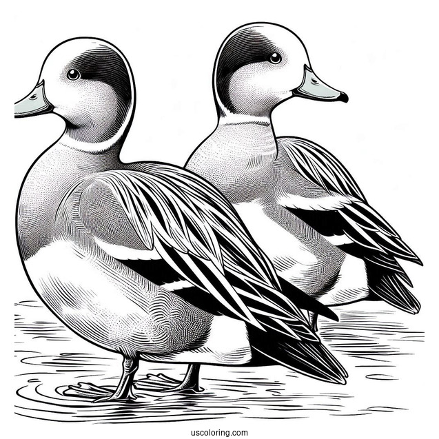 Two American Wigeon Ducks