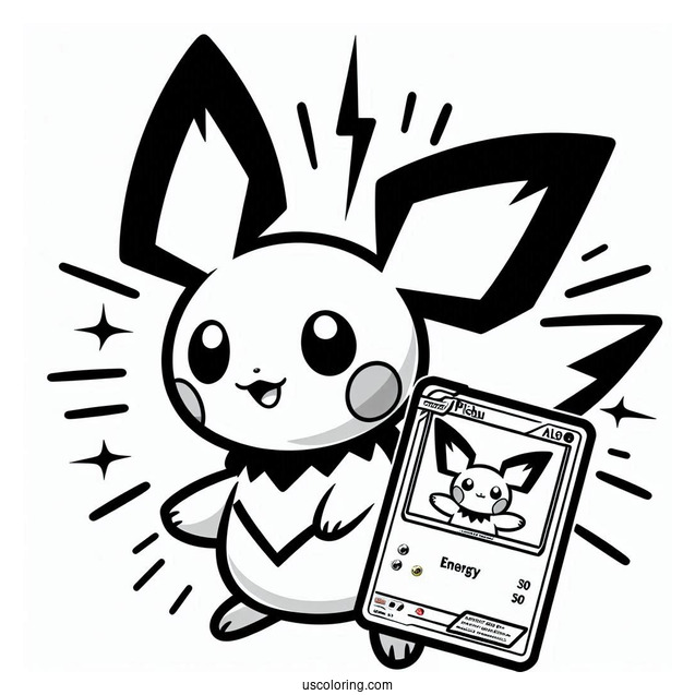 Energy Patch Pichu Coloring Page Pokemon Card