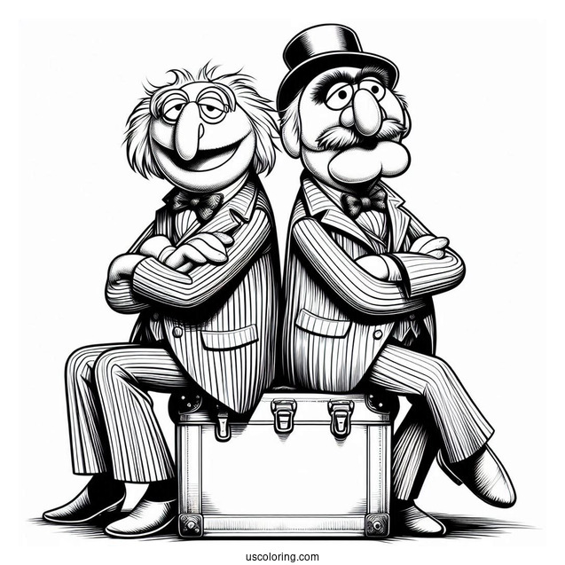 Muppets Coloring Page Of Statler And Waldorf Back To Back
