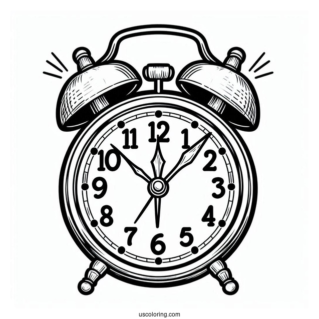 Alarm Clock With Bells Coloring Page