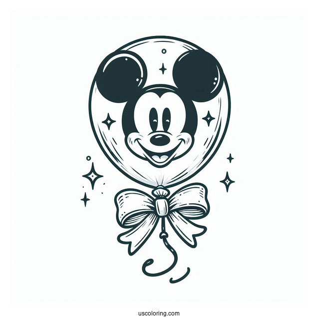 Mickey Mouse Balloon Coloring Page