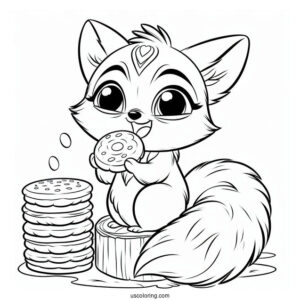Coloring Sheet Of Meeko Eating Biscuit