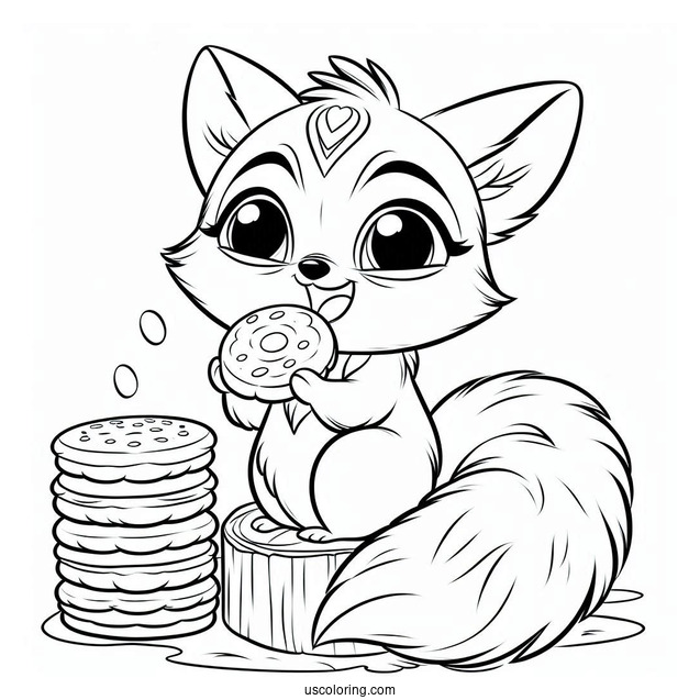 Coloring Sheet Of Meeko Eating Biscuit