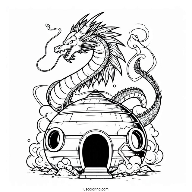 Dragon Emerging Outside Of Goku s Capsule House