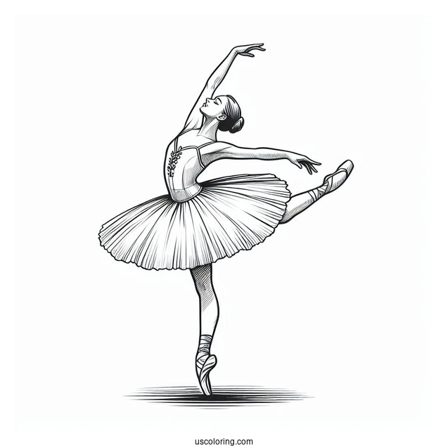Ballerina Standing On Toes With Arms Above Head