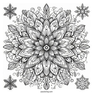 Flower Christmas Mandala Coloring Page