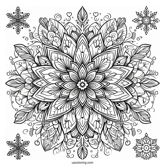 Flower Christmas Mandala Coloring Page