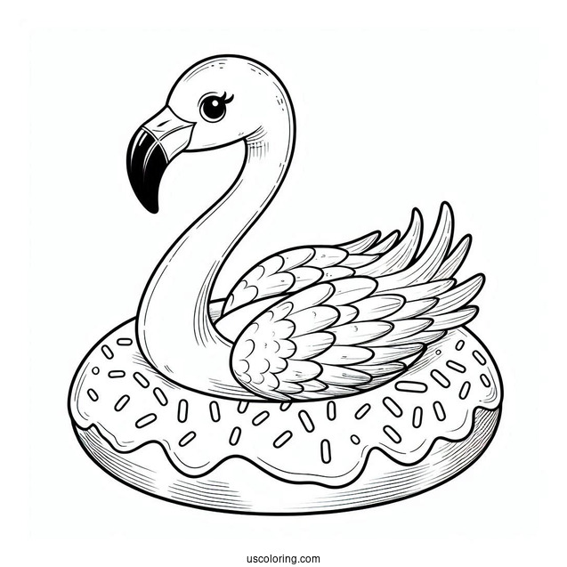 Flamingo Floating On an Inflatable Donut