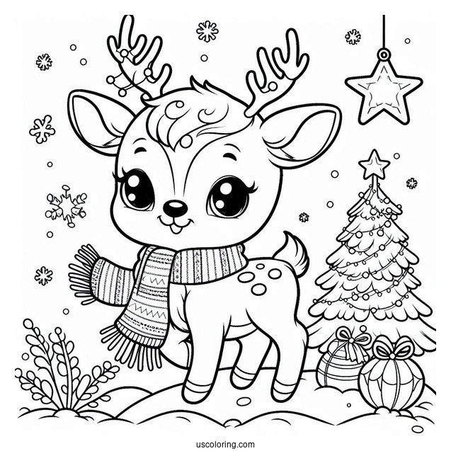Baby Rudolph The Reindeer To Color