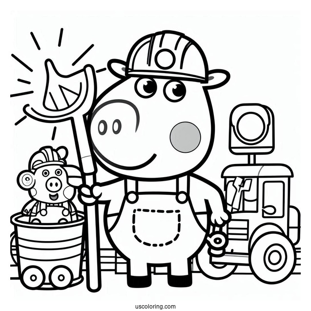 Mr Bull Road Workers Coloring Page