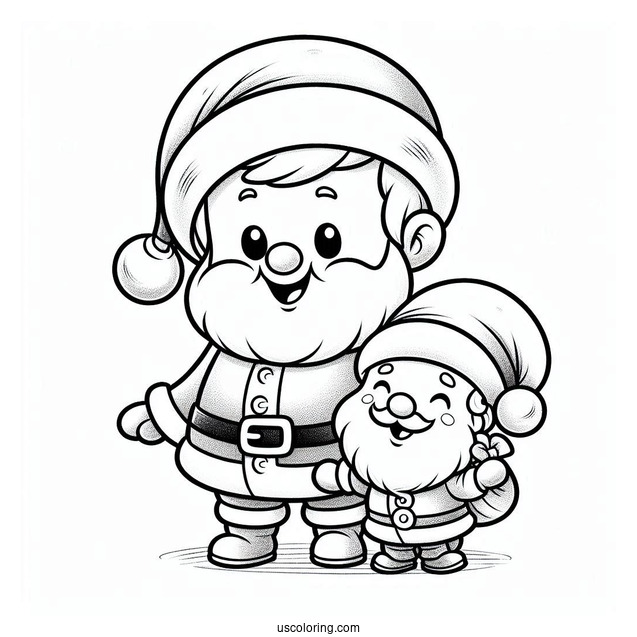 Snowman And Santa Coloring Sheet For Kids