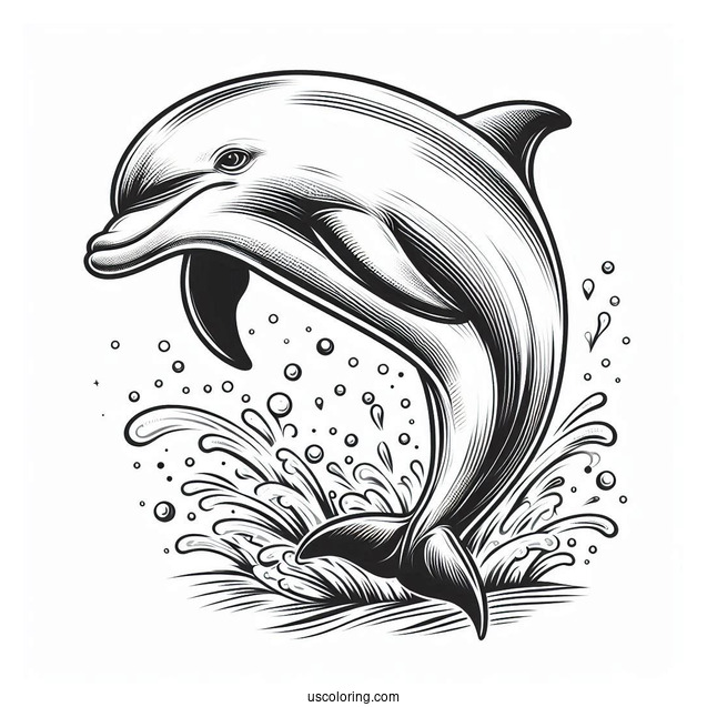 Spinner Dolphin Jumping Out Of Water To Color