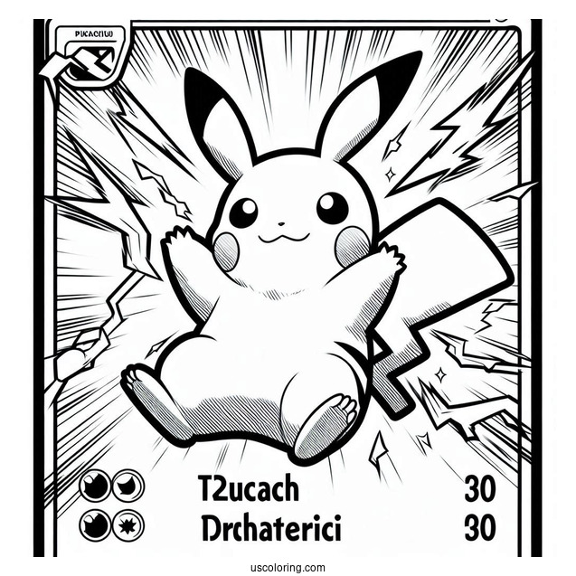 Pikachu Thunder Jolt Pokemon Card Coloring Page