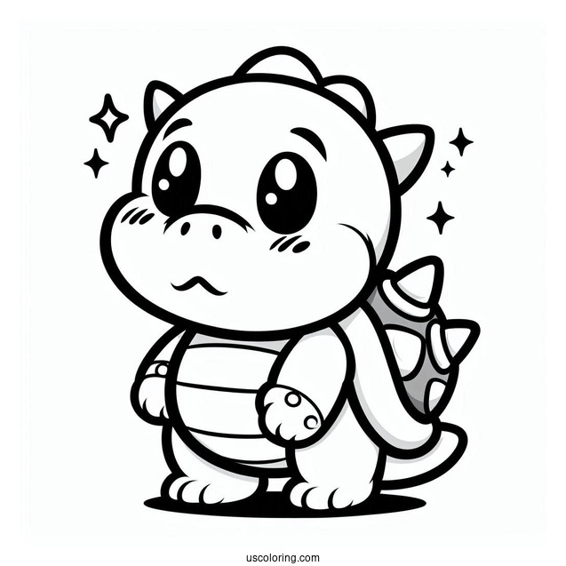 Cute Baby Bowser Coloring Page For Kids