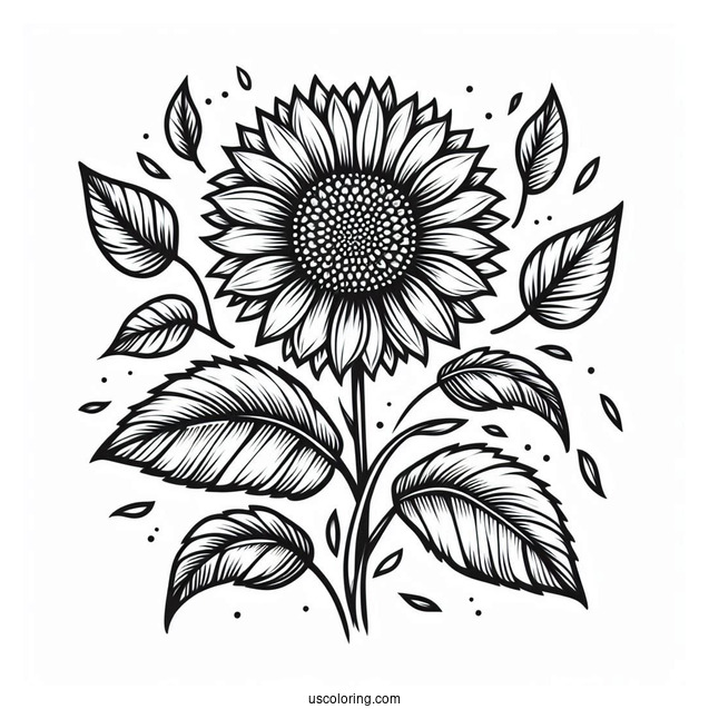 Sunflower Surrounded By Leaves