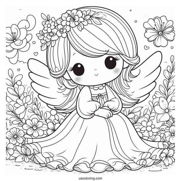 Precious Moments Coloring Page Angels Painting For Kids