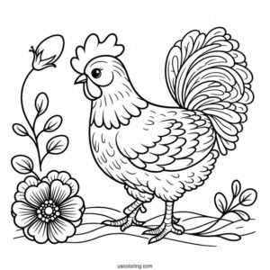 Simple Outline Of a Chicken To Color