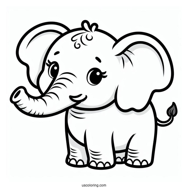 Easy Cartoon Elephant To Color