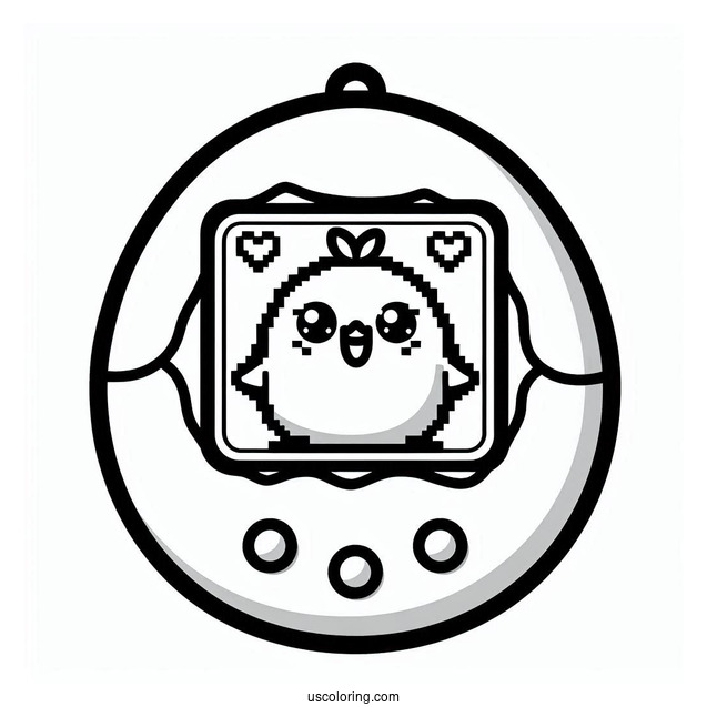 Retro Tamagotchi Coloring Page With Mametchi On The Screen