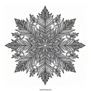 Detailed Crystal Snowflake Coloring Page